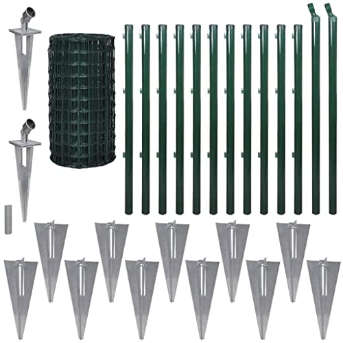 vidaXL Maschendrahtzaun Set 25x0,8m Stahl Grün Maschendraht Gartenzaun...