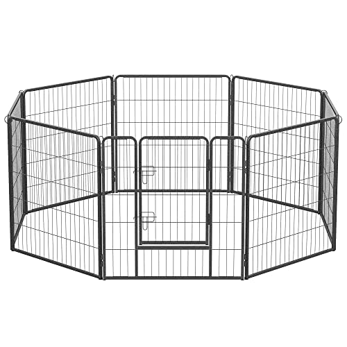 FEANDREA Welpenauslauf, Freigehege für Hund, 8 Gitter je 77 x 80 cm, grau