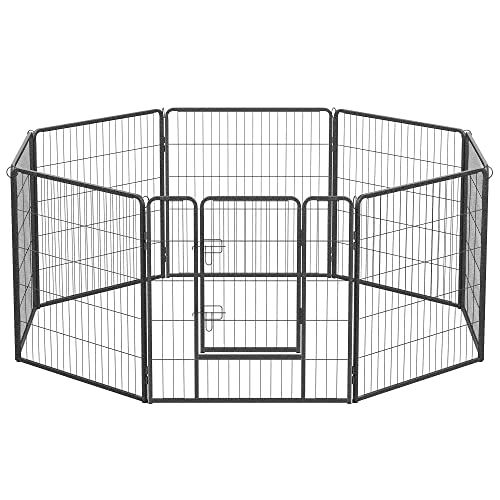 FEANDREA Welpenauslauf, Freigehege für Hund, 8 Gitter je 77 x 80 cm, grau