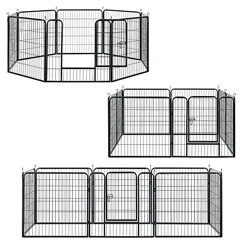 Juskys Welpenauslauf Plus 160 x 160 x 80 cm — Welpenlaufstall 8-teilig...