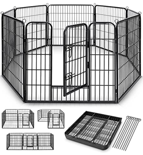 TRESKO® Welpenlaufstall 80 cm hoch inkl. 8X Erdanker | Welpenauslauf...
